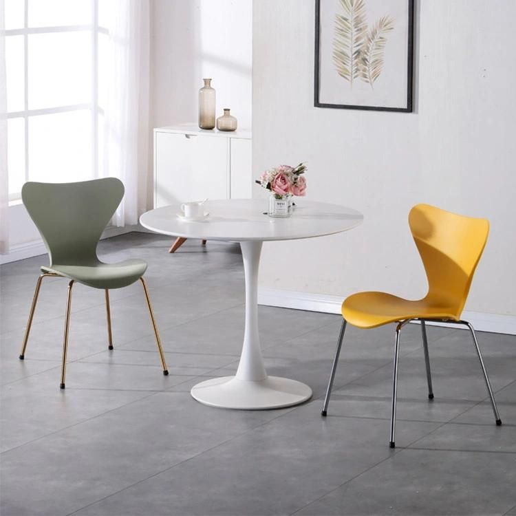 Modern Colored PP Garden Chair Coffee Shop Plastic Leisure Chair Chair Metal Legs Dining Chair