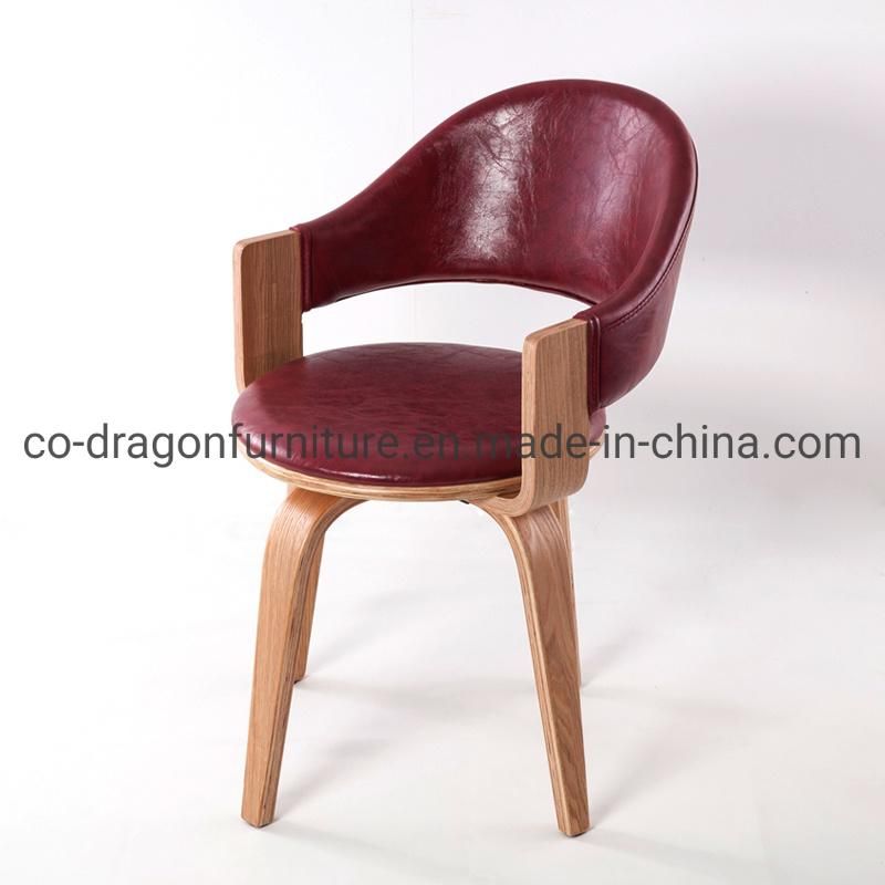 Modern Leisure Swivel Leather Wooden Dining Chair for Home Furniture