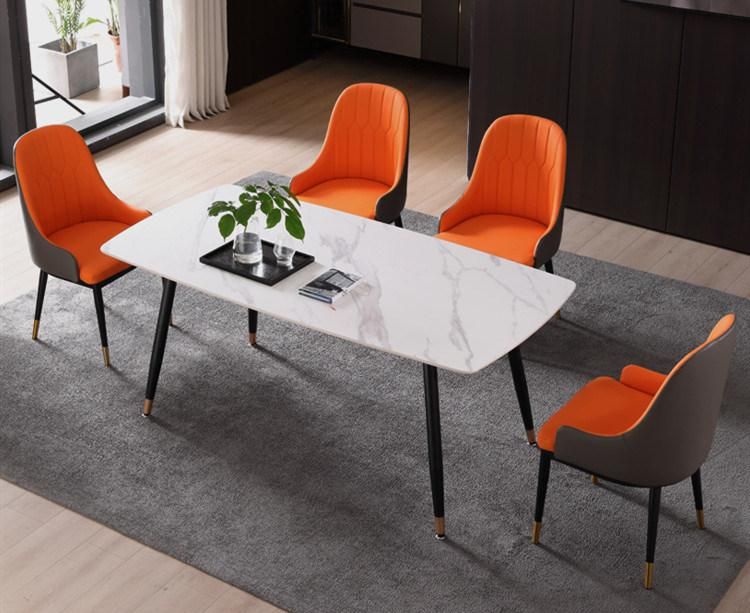 Dining Room Furniture Marble Dining Table with Metal Leg Nordic Rectangle Table for Home Furniture