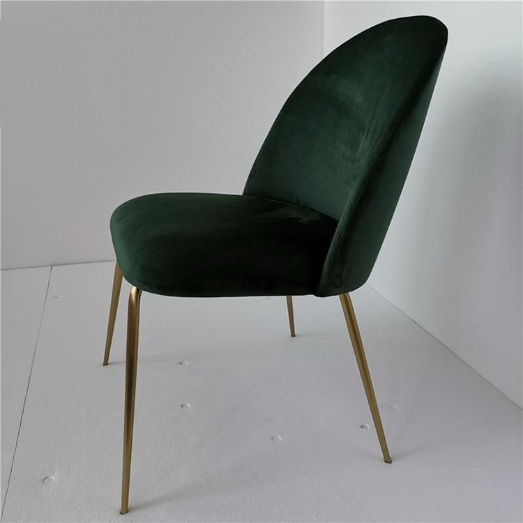 Cheap Nordic Velvet Fabric Modern Luxury Design Furniture Dining Room Chairs Upholstered Dining Chair with Metal Leg Gold