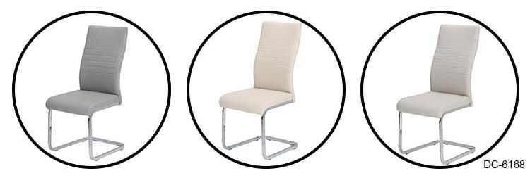 Fashionable PU Leather Chrome Dining Chairs with Chromed Legs