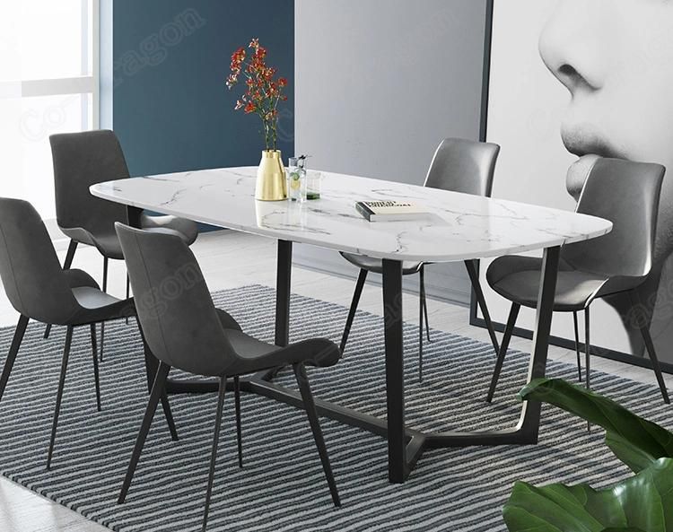 2021 Hot Sale Steel Dining Table with Sintered Stone Top