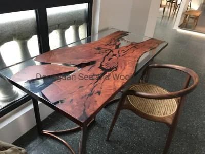 Rectangle /Live Edge Solid Wood Epoxy River Table Woodworking