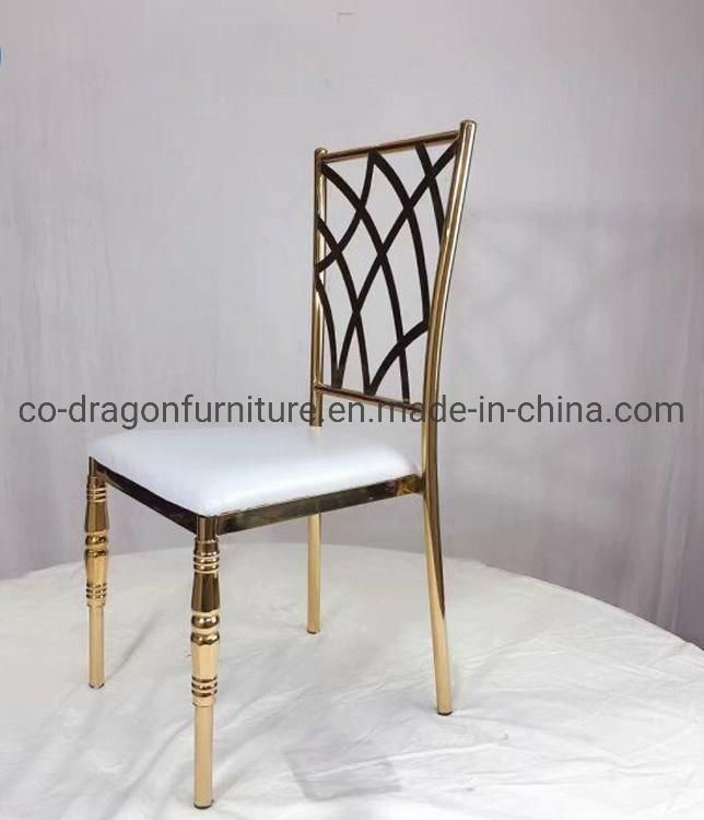 Modren Luxury Wedding Furniture Leather Dining Chair with Metal Legs