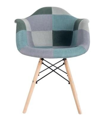 Fabric Upholstery Wood Colorful Upholstered Fabrics Chair with Wood Leg High Back Dining Chair