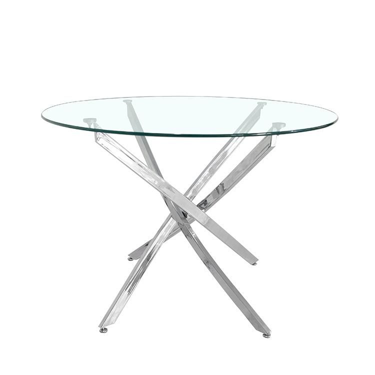 2020 Hot Selling Luxury Fashion Furniture Round Glass Top Metal Dining Table