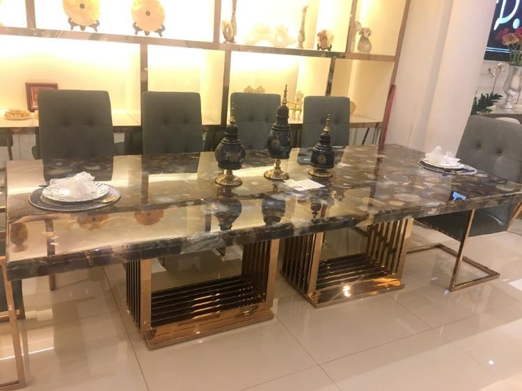 Luxury Indoor Semi Precious Stone Dining Table White Gemstone Onyx Table