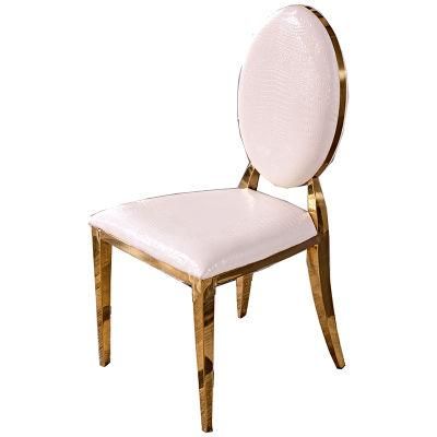 Vintage Gloden Stackable PU Leather Hotel Wedding Dining Chair for Banquet Hall