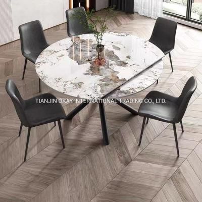 High Quality Luxury Large 10 Seater Italian Metal Stainless Steel Leg Ceramic Tile or Marble Top Dining Table