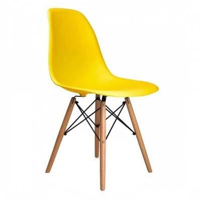 Home Living Dining Room Restaurant Sillas ABS Replica Eam Plastic Chair with Solid Wood Legs