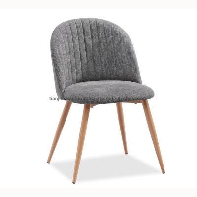 2021 Hot Sale Light Grey Fabric Dining Chair with Wood Transfered Legs