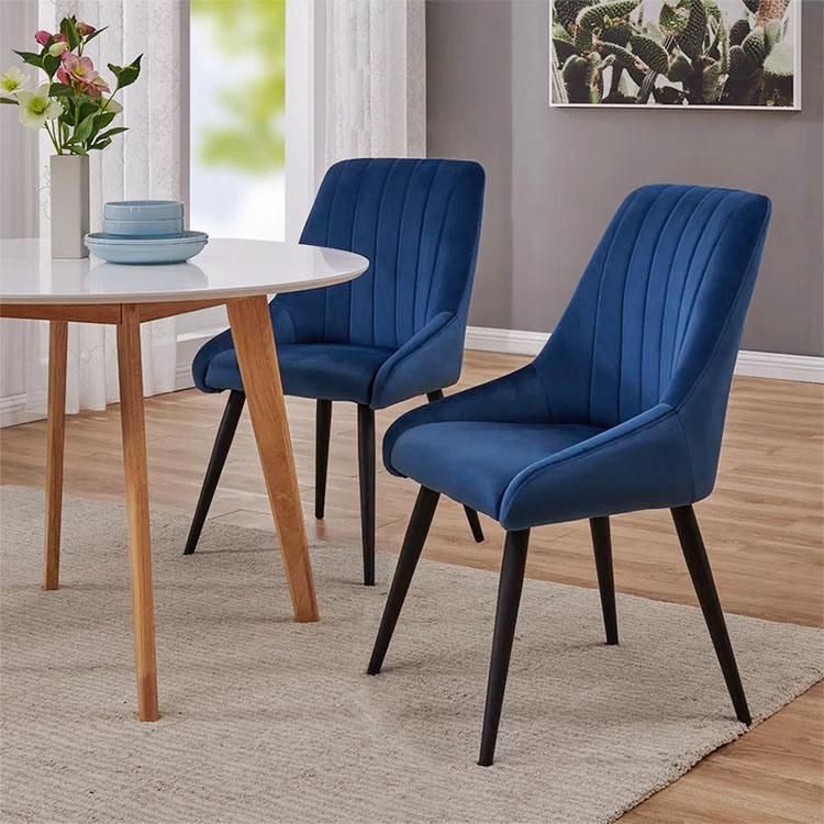 Wholesale Design Room Furniture Nordic Velvet Modern Luxury Dining Chairs with Metal Legs