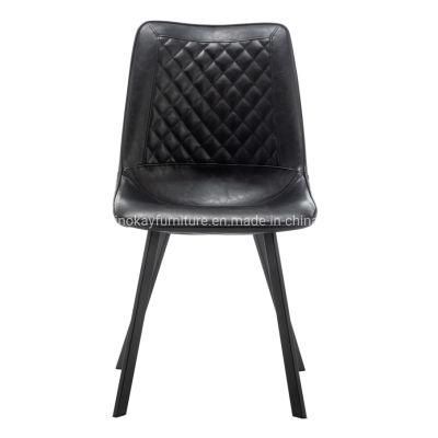 Modern 2021 Design with Metal Legs for Hotel Restaurant Furniture Hot Sell Comfortable PU Free Sample Black Italian Dining Chairs