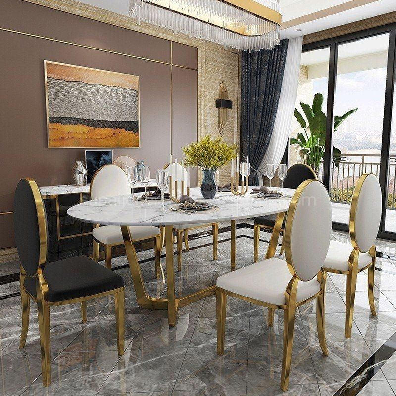 European Style Dining Room Furniture Round Marble Dinner Table