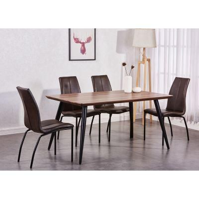 Cheap Vintage Rectangle Wood Top Metal Frame Dining Furniture Restaurant Table