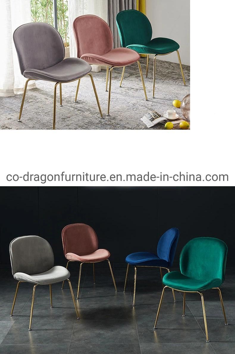 Restaurant Furniture Luxury Velvet Steel Legs Dining Chair with Back