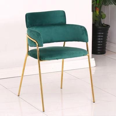 Luxury Design High Back Metal Legs Velvet Hotel Leisure Dining Chair