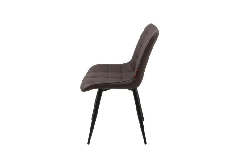 Luxury Modern Design Chairs with Elastic Stretch Seat Chocolate High Back Velvet Dining Chairs