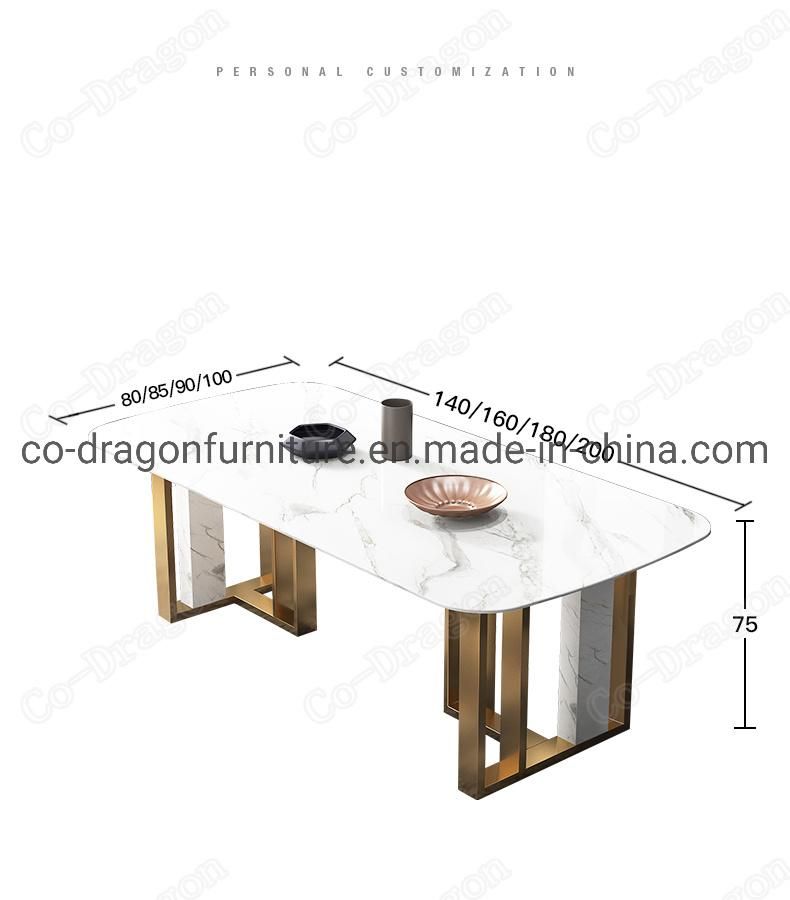 Italian White Marble Top Stainless Steel Legs Luxury Dining Table