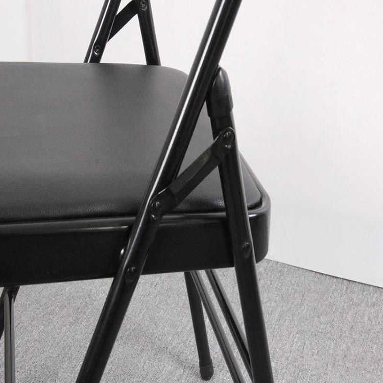 Dorm Party Tables and Chairs Foldable Metal All-Black Makeup Chair Foldable