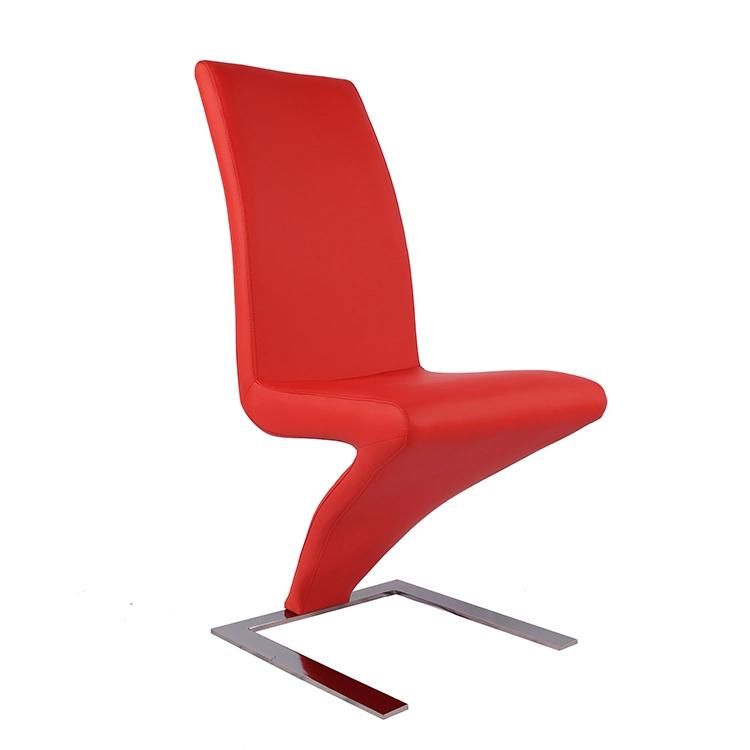 China Wholesale Modern Simple Z Shape PU Leather Metal Commercial Restaurant Dining Chair