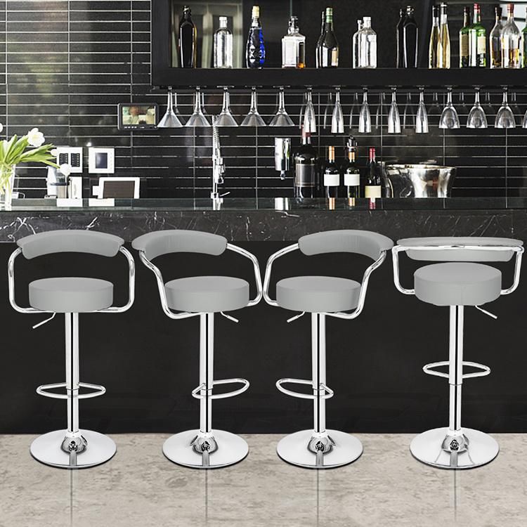 Hot Sale Swivel PU Bar Chair with Chromed Metal Gaslift and Base