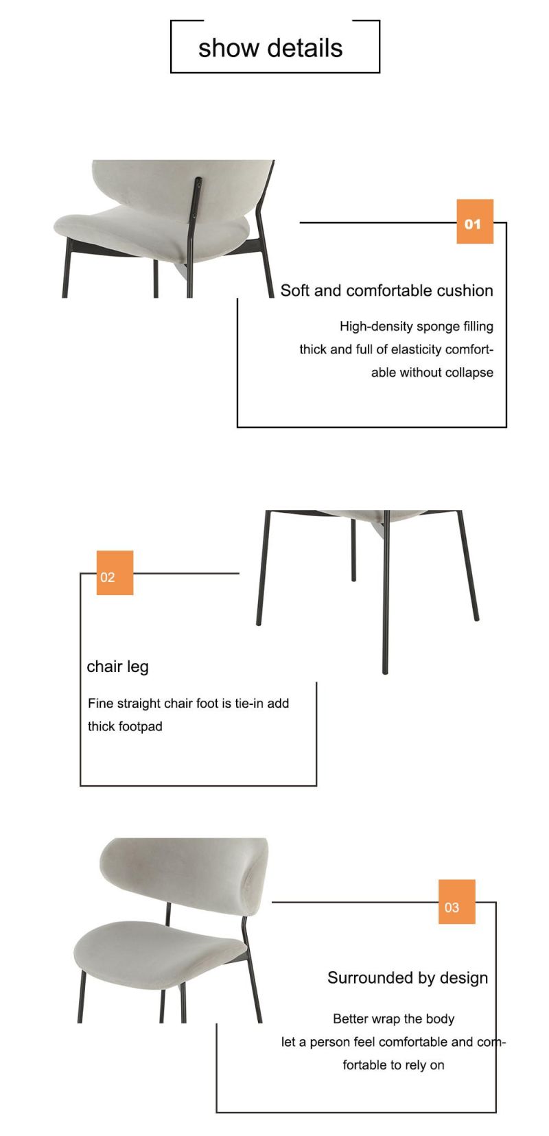 New Modern Dining Chairs with Powder Coating Legs