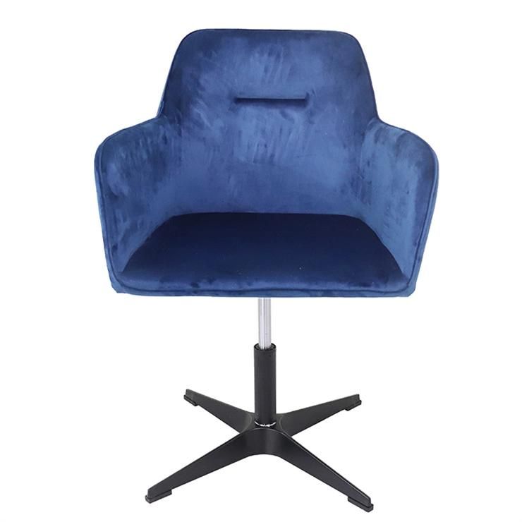 Modern Deluxe Velvet Adjustable Height Swivel Back Armrest Bar Chair