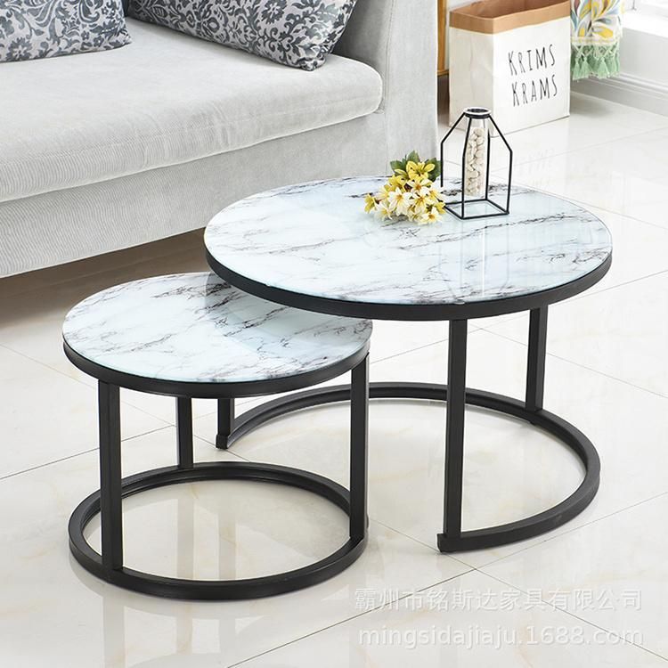 Round Upscale Marble Hotel Modern Coffee Table