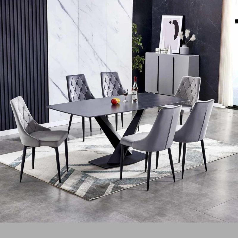 Modern Extendable Round Ceramic Dining Table Set with Martha Grey Marble Tabletop Solid Ash Wood Frame