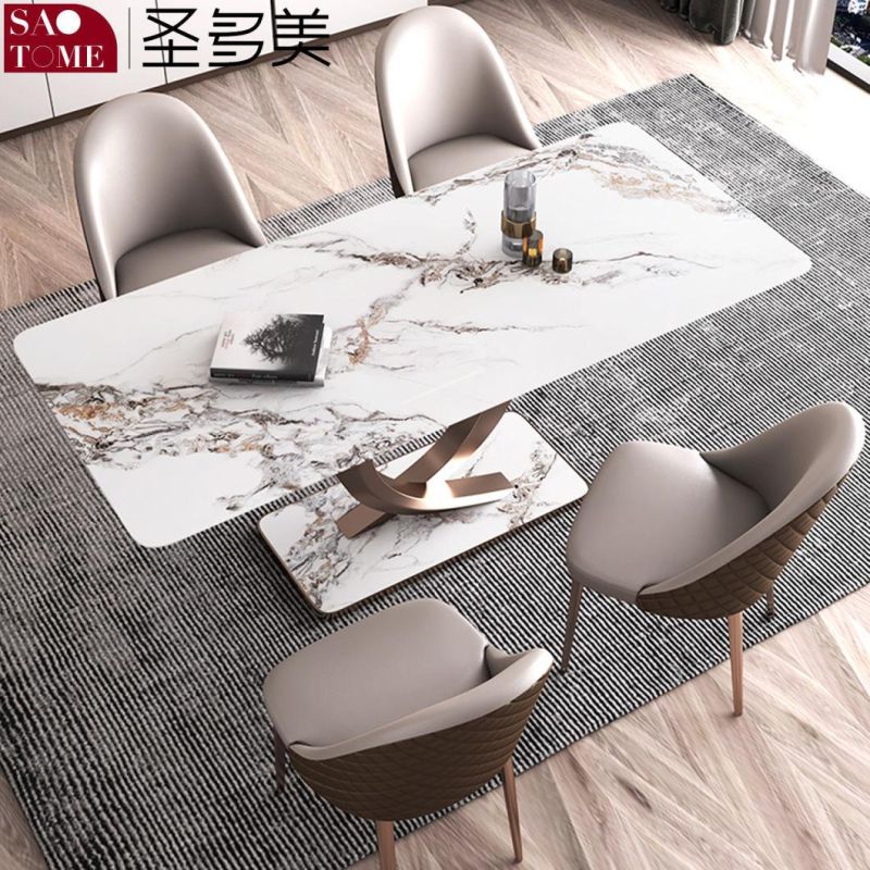 Modern Simple Rock Board Furniture O-Shaped Base Dining Table