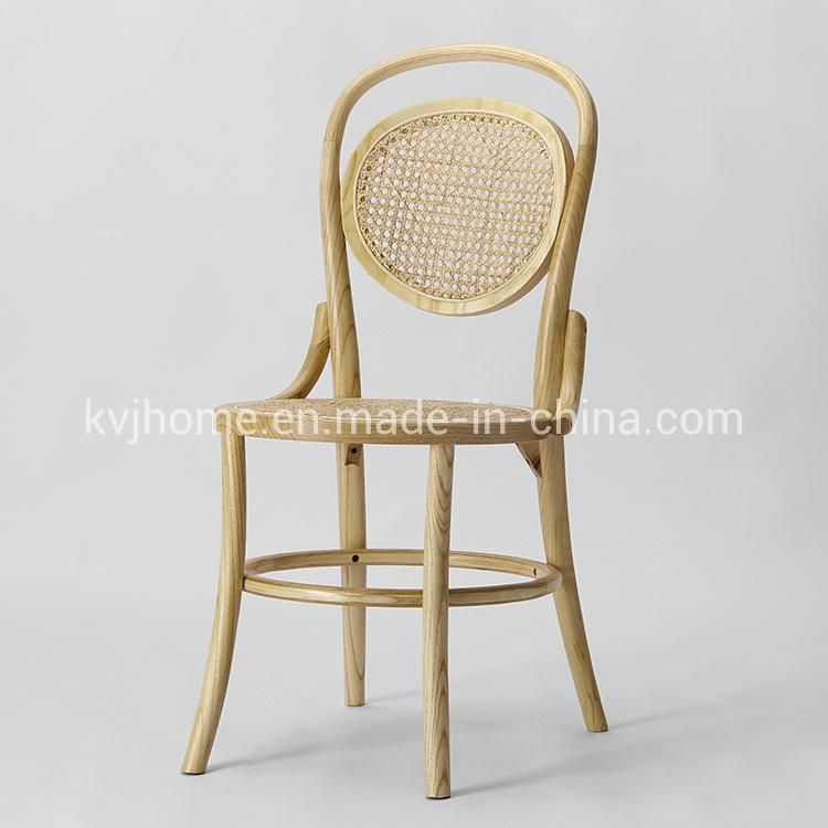 Kvj-6048 Natural Color Cane Webbing Rattan Solid Wood Dining Chair