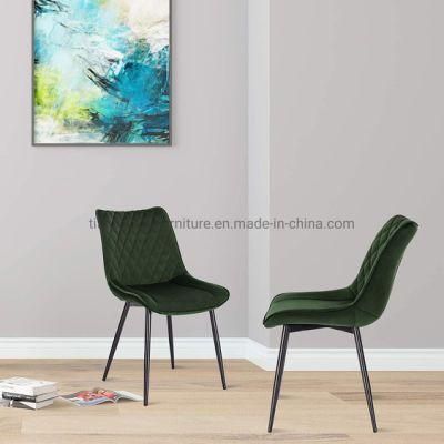 Kitchen Chairs Dark Green with Solid Metal Legs and Backrest &amp; Soft Velvet Seat for Lounge Office Dining Kitchen Chair