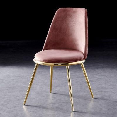 Europea Style Round Seat Dining Chair with Gold Plated Legs