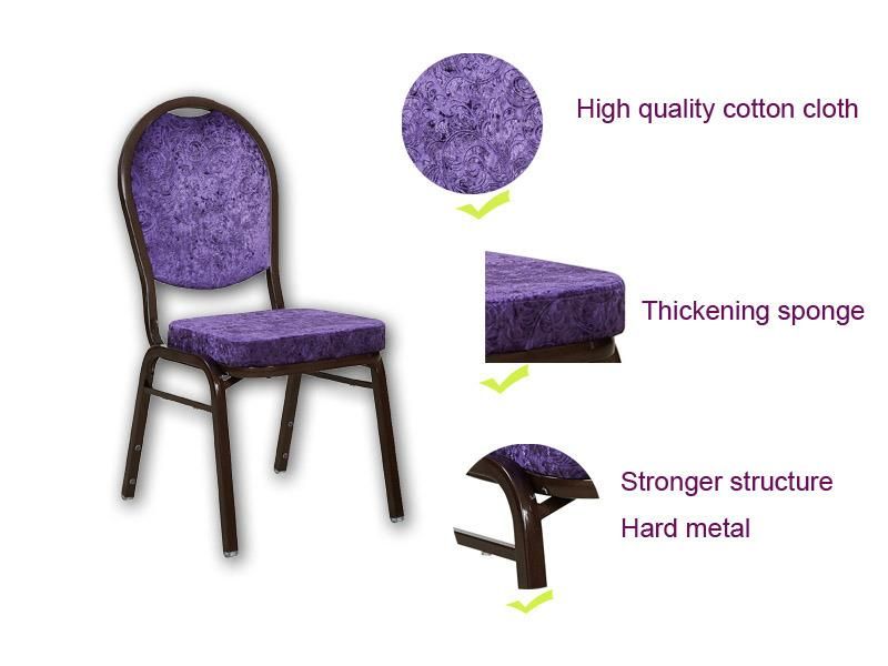 Cheap Price Metal Stackable Fabric Wedding Comfortable Dining Banquet Chair