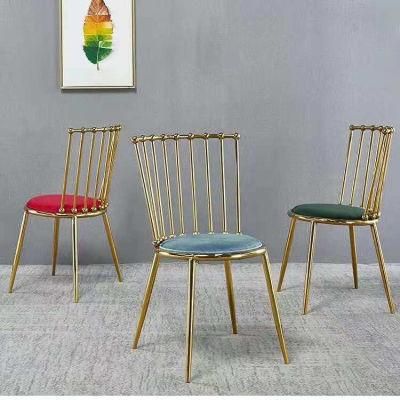 New Product Dining Room Fabric Dining Chairs Metal Gold Legs