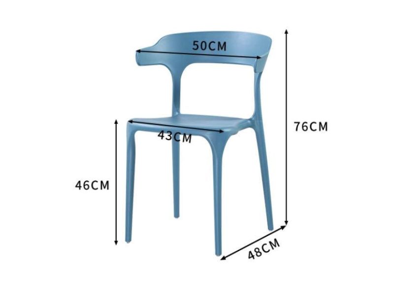 Backrest Stackable Outdoor Armless Cafe Modern Design Plastic Dining Chair