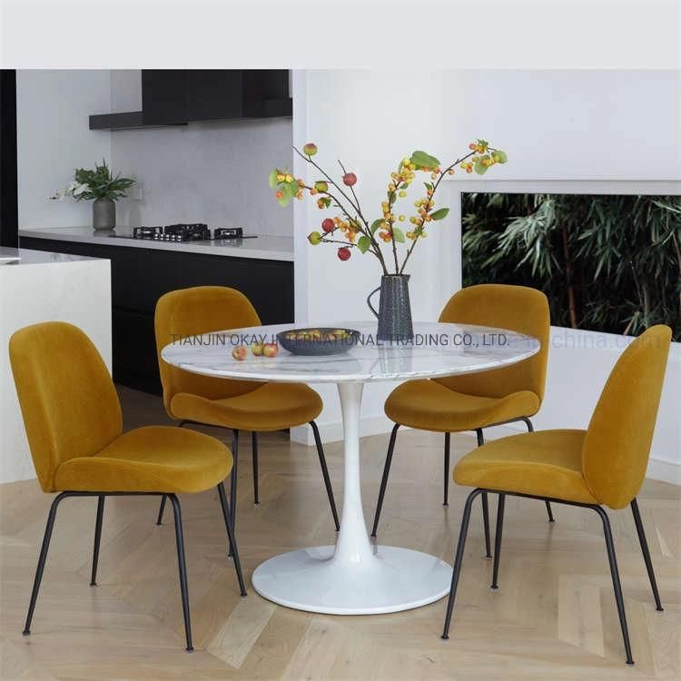 Modern Kitchen Upholstered Chairs with Metal Legs Velvet Surface Lounge with Green Golden Chair