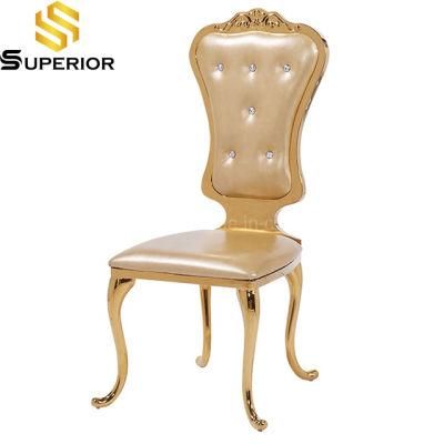 Hotel Banquet Modern Baroque Wedding Events Gold Metal Dining Chairs