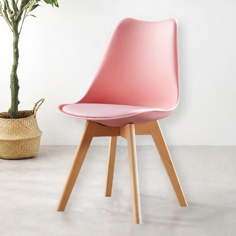 Modern Home Furniture Polypropylene Beech Wood Legs PU Cushion Leather Seat Dining Room Set PP Chair Nordic Dining+Chair Scandinave Style Simple Chairs