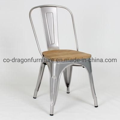 Colorful Cheap Restaurant Industrial Metal Coffee Chairs with Wood Set