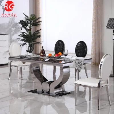 Ceramic Wall Mounted Dining Table Sets Sintered Stone Dining Table with 6 Chairs