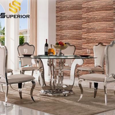 Wholesale China Designer Round Rotating Transparent Glass Dining Table