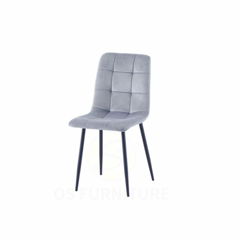 Modern Velvet Hotel Dining Chair Fabric Surface Metal Legs Living Room Dining Chair