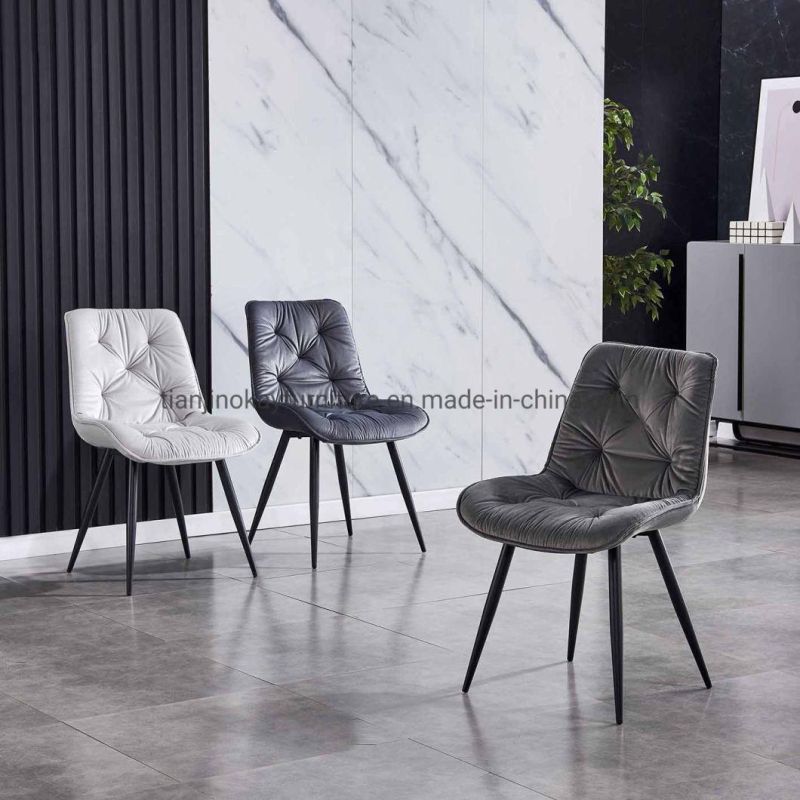 Furniture Modern Design Restaurant Light Grey Velvet Leisure Fabric Dining Room Chair Dining Chair Table Sets