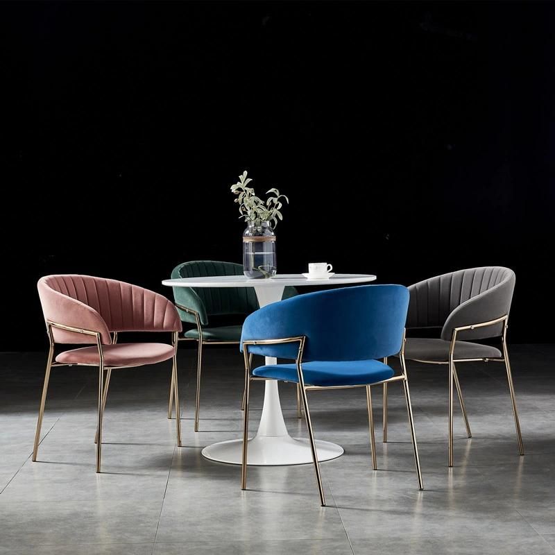 Luxury Dinner Chair Modern Design Directors Restaurant Chairs Salons for Sale Elegant Dining Chair with Round Backrest