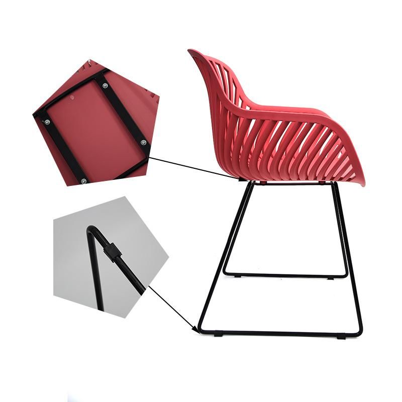 Hot Selling High Quality PP Plastic Seat with Metal Frame Legs Outdoor Dining Chair with Arms