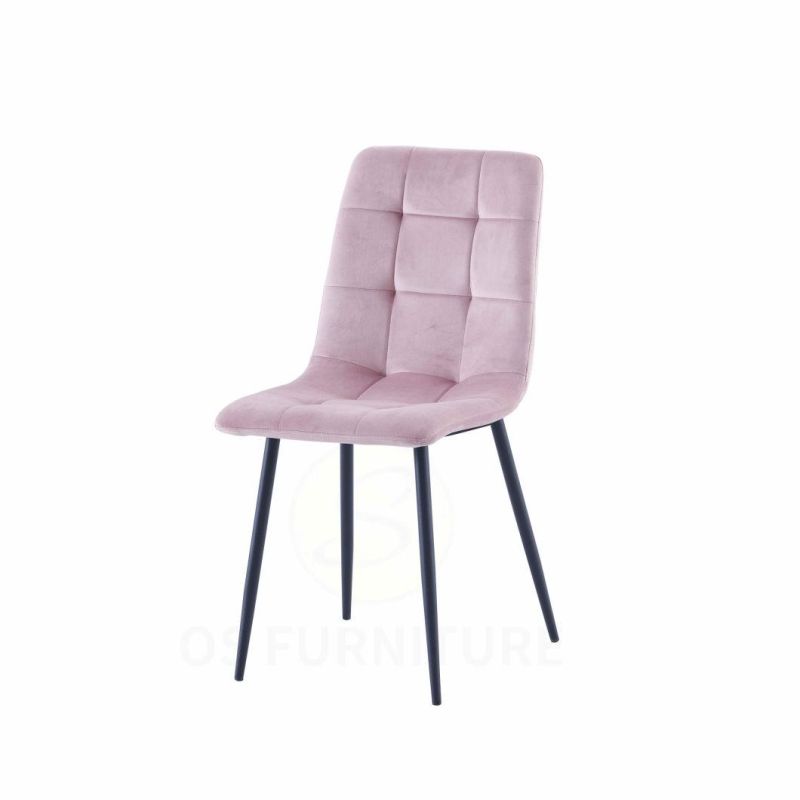 Modern Velvet Hotel Dining Chair Fabric Surface Metal Legs Living Room Dining Chair