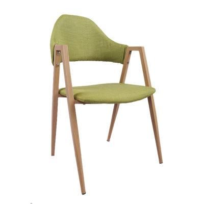 Wholesale Dining Furniture PVC Heat Transfer Wooden Design Chair Green Fabric Dining Chair