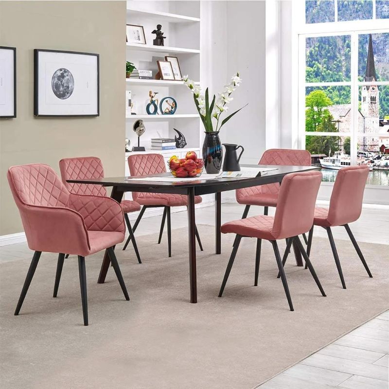 Hot Sales Fabric Velvet Color New Design Upholstered with Backrest Metal Velvet Dining Chair